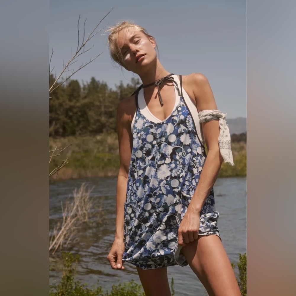 Free People Hot Shot Romper - Size S - Forest Floral Combo - EUC